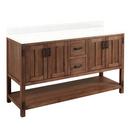 60 in. Floor Mount Vanity in Rustic Brown with Feathered White