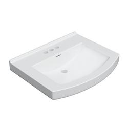24 in. Rectangular Vitreous China Pedestal Bathroom Sink in White