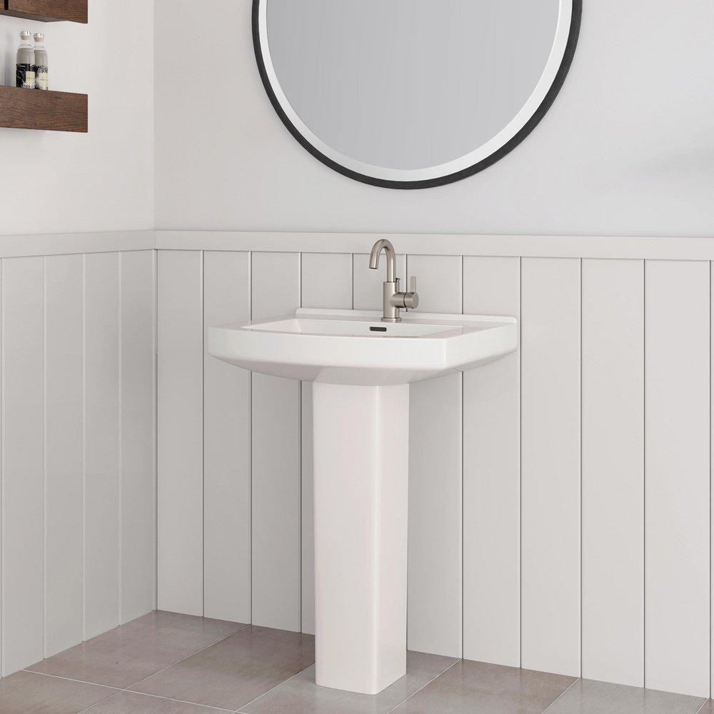 PROFLO&reg; White Pedestal Bathroom Sink 