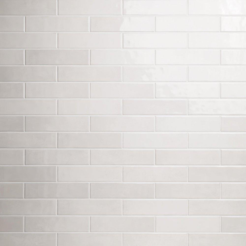 RENZO DOVE 3 IN. X 12 IN. GLOSSY CERAMIC WHITE WALL TILE 