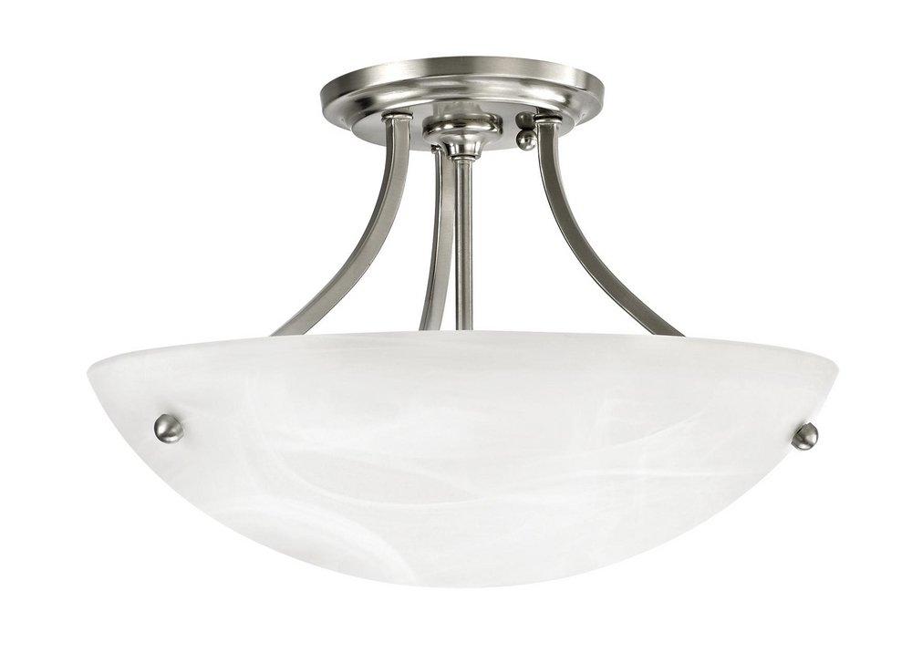 Miseno Brushed Nickel 10-3/8 in. 100W 2-Light Medium E-26 Flush Mount Ceiling Fixture 