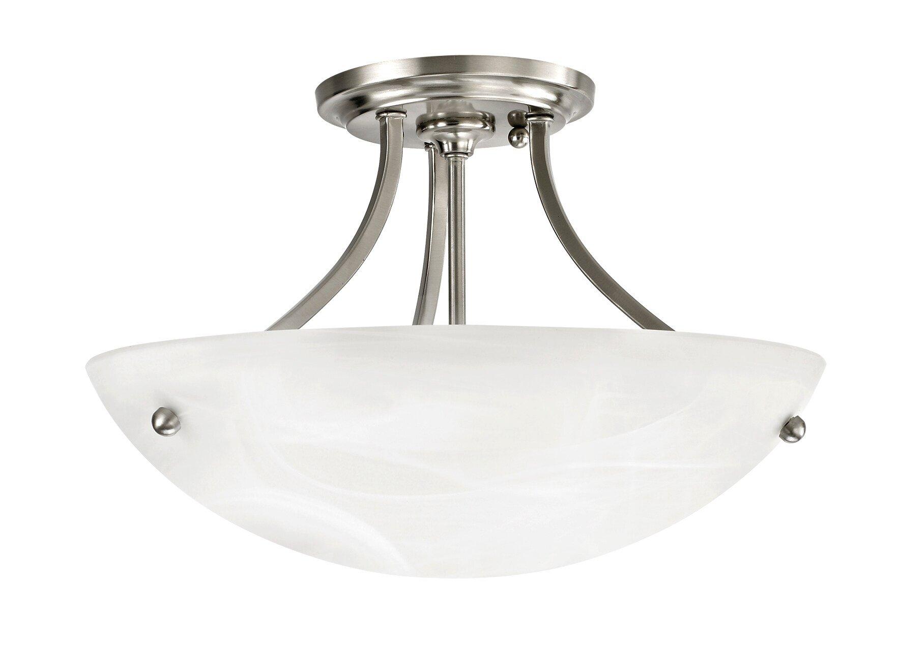 Miseno Brushed Nickel 10-3/8 in. 100W 2-Light Medium E-26 Flush Mount Ceiling Fixture 