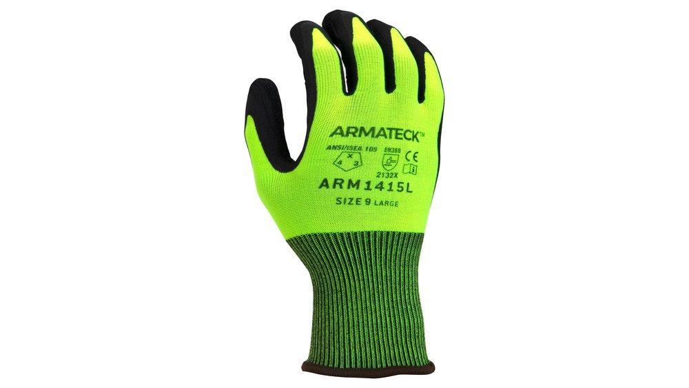 Armateck Hi-Viz Lime 15 ga Nitrile and Nylon Hi-Viz Disposable Gloves 