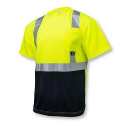 High Visibility Short Sleeve Lime Color Block T-Shirt, L