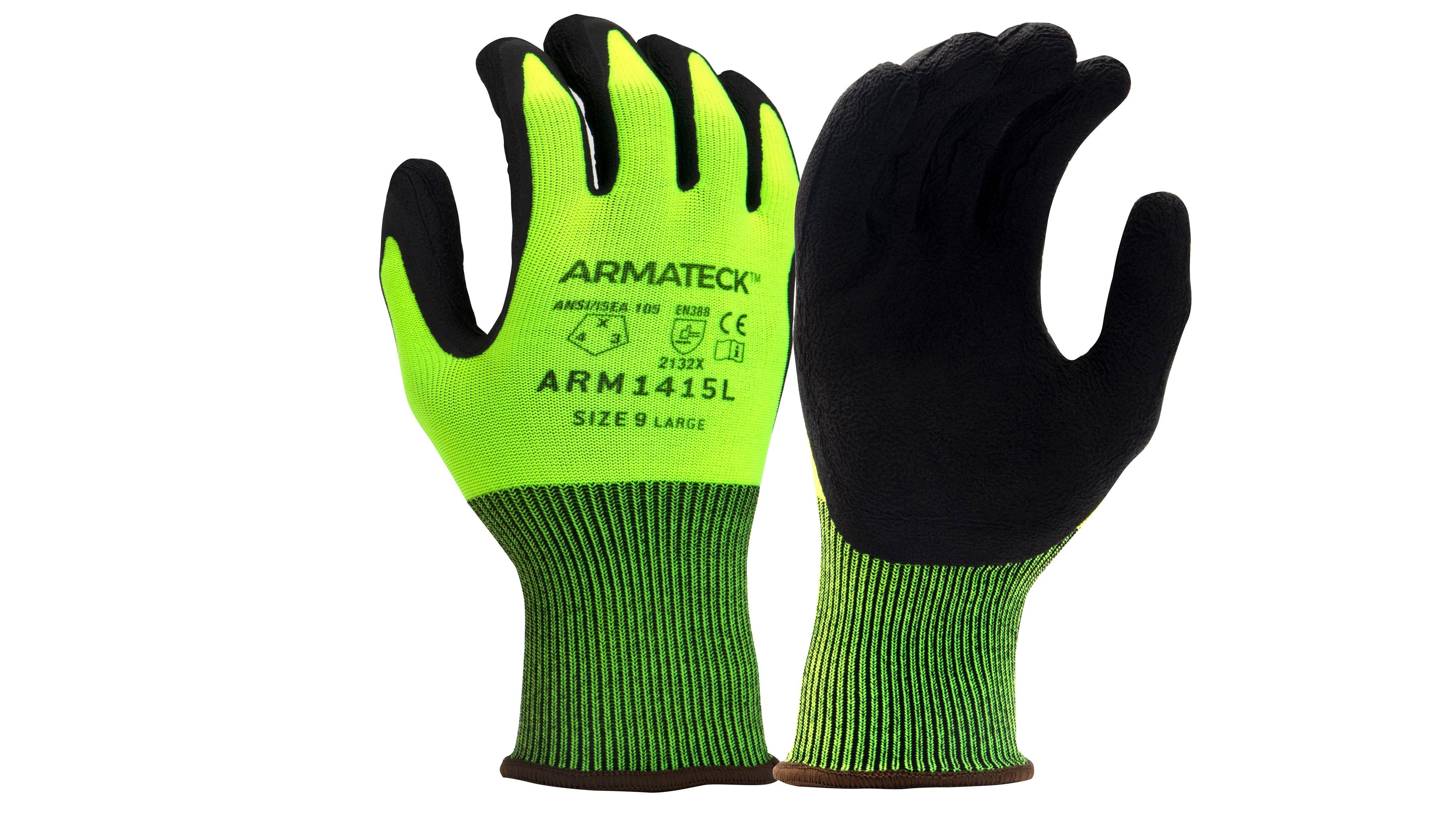 Armateck Lime 15 ga Nitrile and Nylon Hi-Viz Disposable Gloves 