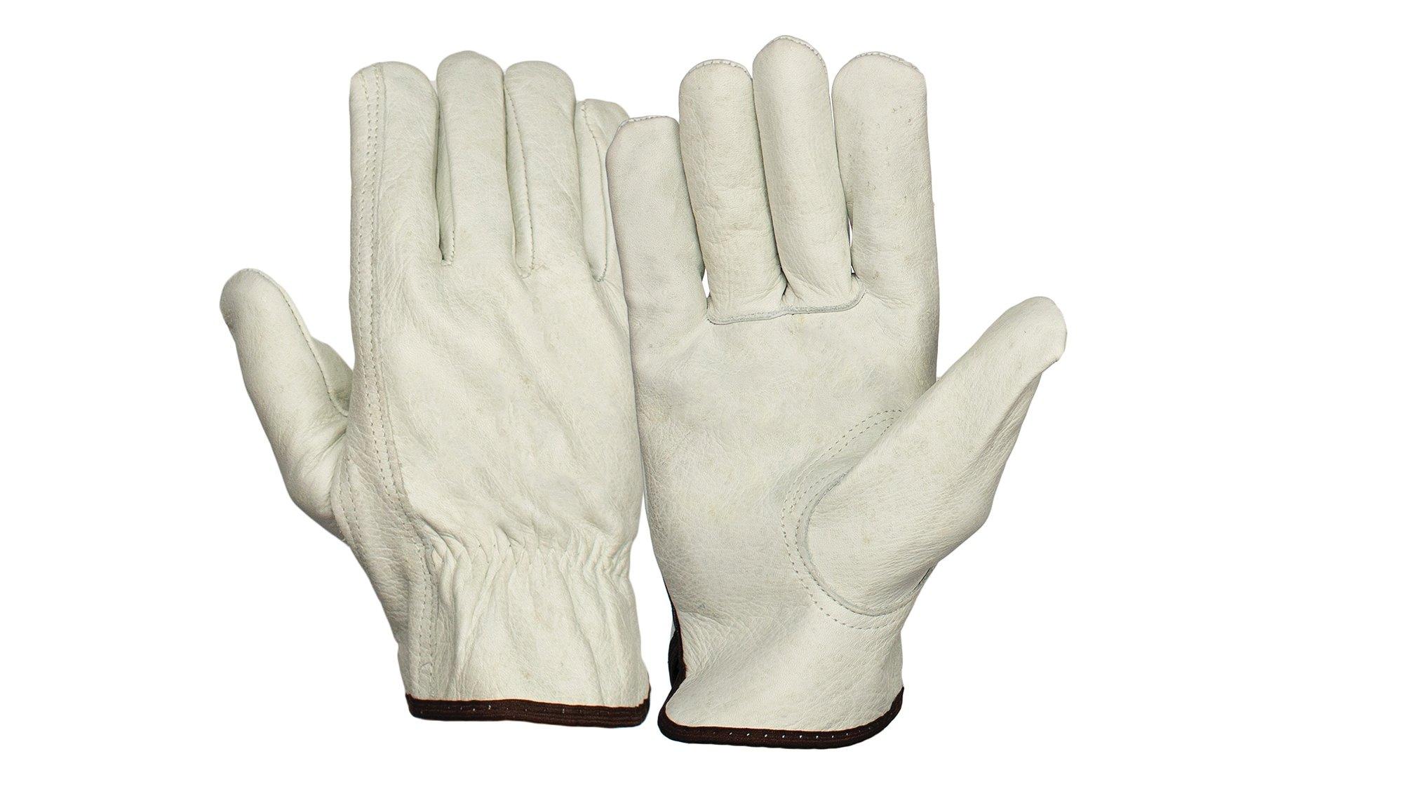 Armateck White Cowhide Leather Driver Gloves 