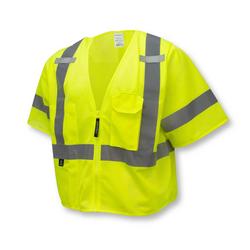 High Visibility Short Sleeve Front Zip Safety Vest, L-XL