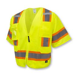 High Visibility Two-Tone Short Sleeve Surveyor Vest, XXXL