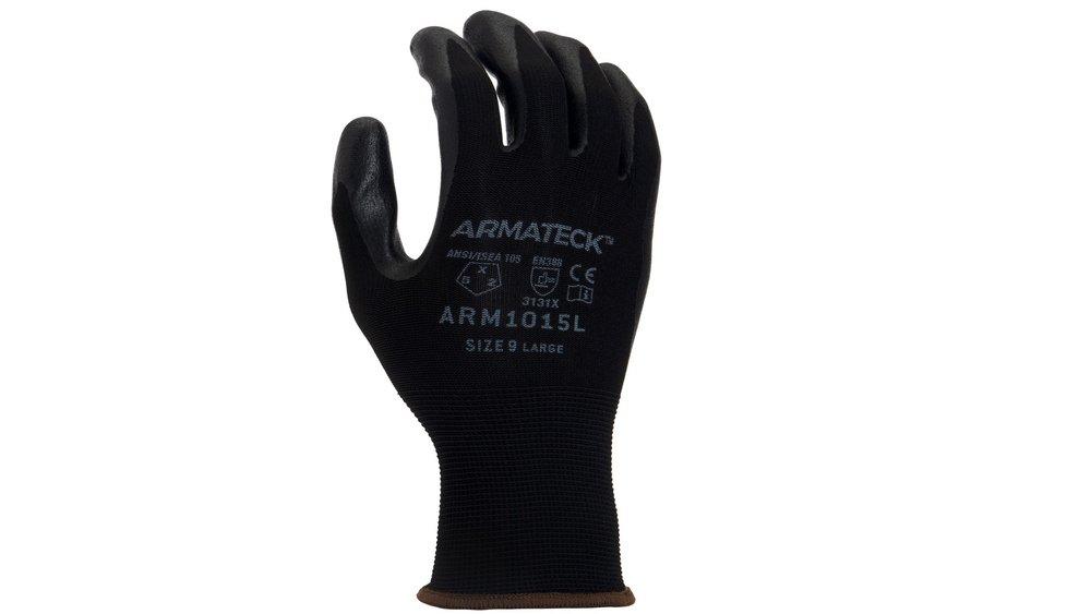 Armateck Black 15 ga Foam Coated Nitrile and Nylon Disposable Gloves 