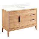 48 in. Floor Mount Vanity in Natural Teak, Feathered White with White