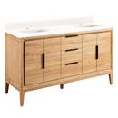 60 in. Floor Mount Vanity in Natural Teak, Arctic White with White