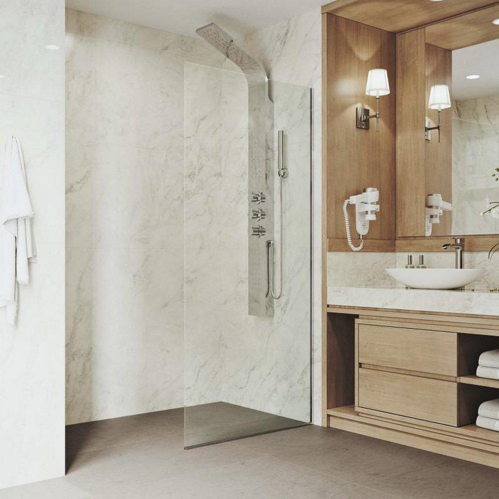 VIGO Matte Black 74 x 34-1/8 in. Frameless Shower Door 