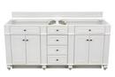 71-13/16 in. Floor Mount Vanity in Bright White, Satin Nickel with Classic White
