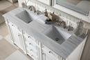 59-13/16 in. Floor Mount Vanity in Bright White, Satin Nickel with Arctic Fall