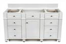 59-13/16 in. Floor Mount Vanity in Bright White, Satin Nickel with Charcoal Soapstone
