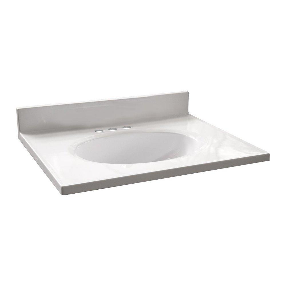 Design House Solid White 25 x 19 in. Marble Vanity Top 
