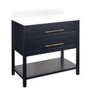 Signature Hardware Midnight Navy Blue 36 in. Floor Mount Vanity in Midnight Navy Blue with Feathered White 