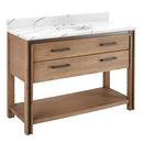 48 in. Floor Mount Vanity in Rustic Acacia with Hailstone White