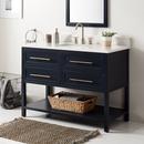 48 in. Floor Mount Vanity in Midnight Navy Blue, Feathered White with White