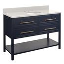 48 in. Floor Mount Vanity in Midnight Navy Blue, Riverside Grey with White