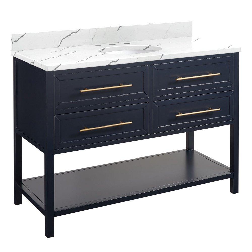 Signature Hardware Midnight Navy Blue 48 in. Floor Mount Vanity 