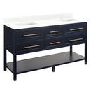 Signature Hardware Midnight Navy Blue 60 in. Floor Mount Vanity in Midnight Navy Blue, Feathered White with White 