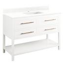 Signature Hardware Bright White 48 in. Floor Mount Vanity in White with Feathered White 