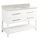 Signature Hardware Bright White 48 in. Floor Mount Vanity in White with Riverside Grey 