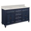 Signature Hardware Vintage Navy Blue 60 in. Floor Mount Vanity in Vintage Navy Blue, Riverside Grey with Antique Brass 
