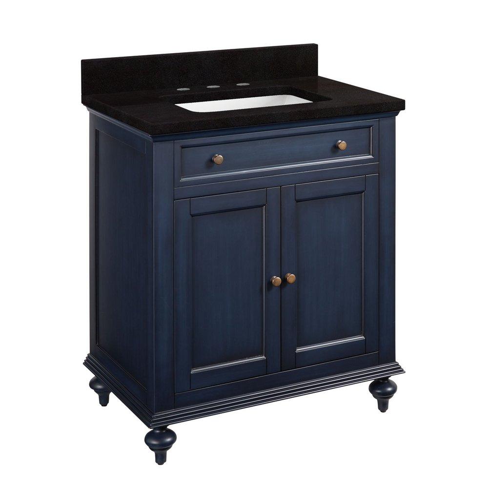 Signature Hardware Vintage Navy Blue 30 in. Floor Mount Vanity 