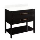 36 in. Floor Mount Vanity in Black with Feathered White