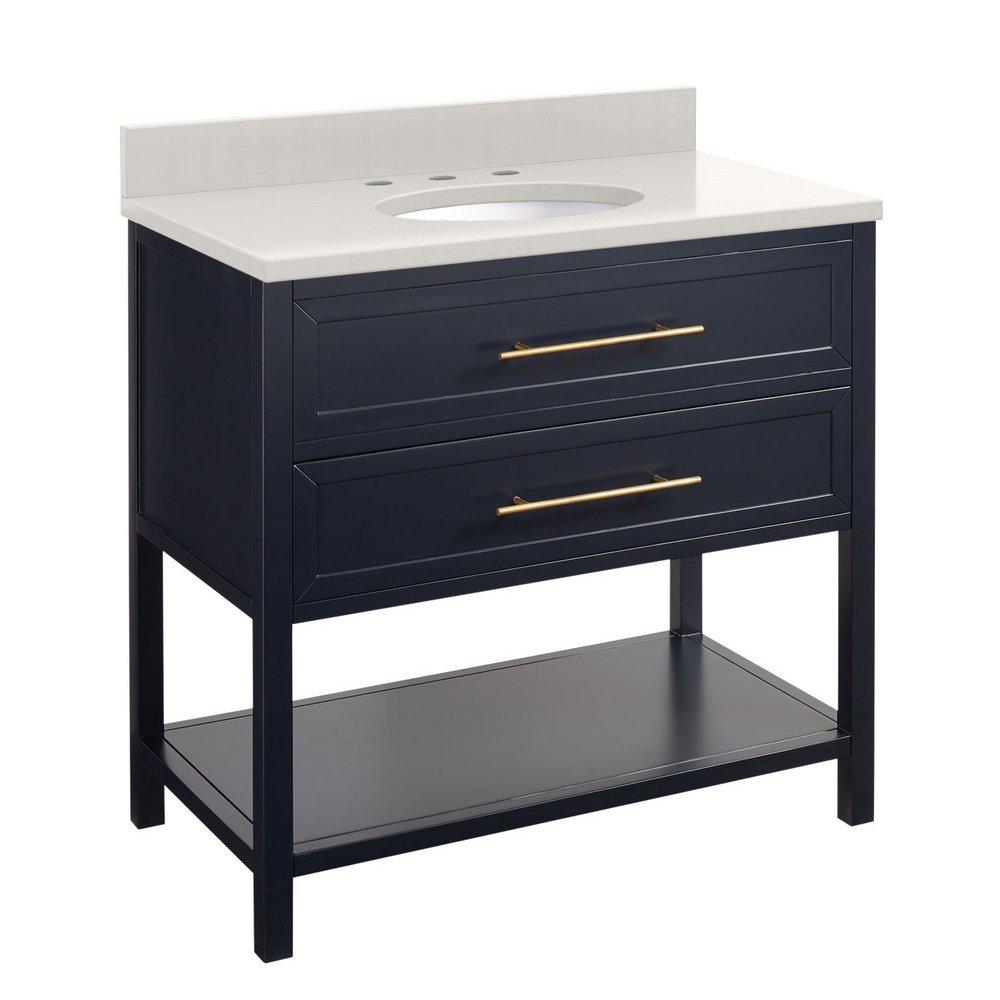 Signature Hardware Midnight Navy Blue 36 in. Floor Mount Vanity 