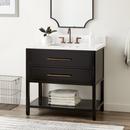36 in. Floor Mount Vanity in Black, Feathered White with White