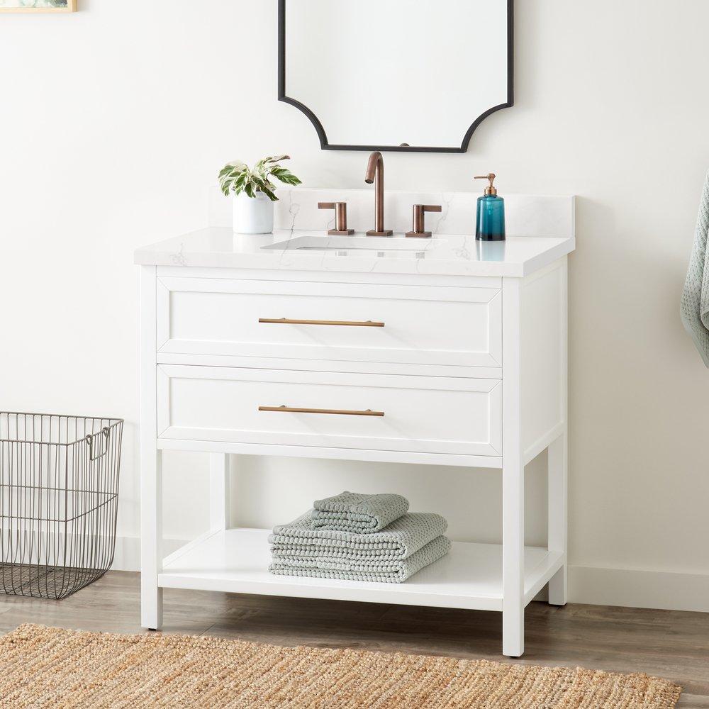 Signature Hardware Bright White 36 in. Floor Mount Vanity 