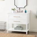 36 in. Floor Mount Vanity in White with Feathered White