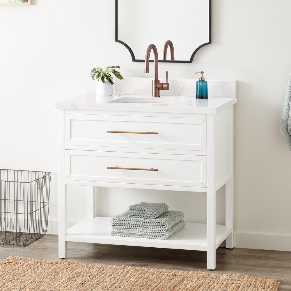 Signature Hardware Bright White 36 in. Floor Mount Vanity 