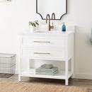 36 in. Floor Mount Vanity in White with Feathered White