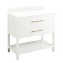Signature Hardware Bright White 36 in. Floor Mount Vanity in White with Feathered White 