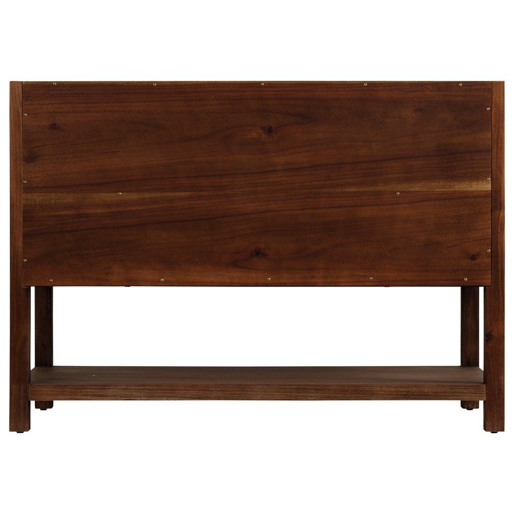 Signature Hardware Rustic Brown 48 in. Floor Mount Vanity in Rustic Brown with Riverside Grey 