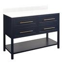 48 in. Floor Mount Vanity in Midnight Navy Blue with Feathered White