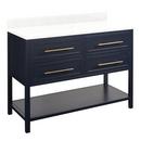 Signature Hardware Midnight Navy Blue 48 in. Floor Mount Vanity in Midnight Navy Blue with Feathered White 