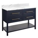 Signature Hardware Midnight Navy Blue 48 in. Floor Mount Vanity in Midnight Navy Blue with Hailstone White 