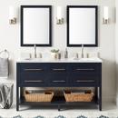 60 in. Floor Mount Vanity in Midnight Navy Blue, Feathered White with White
