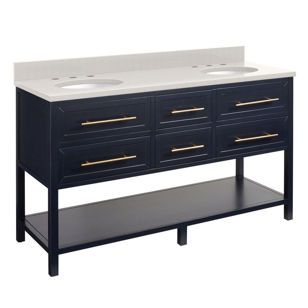 Signature Hardware Midnight Navy Blue 60 in. Floor Mount Vanity 
