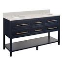 Signature Hardware Midnight Navy Blue 60 in. Floor Mount Vanity 
