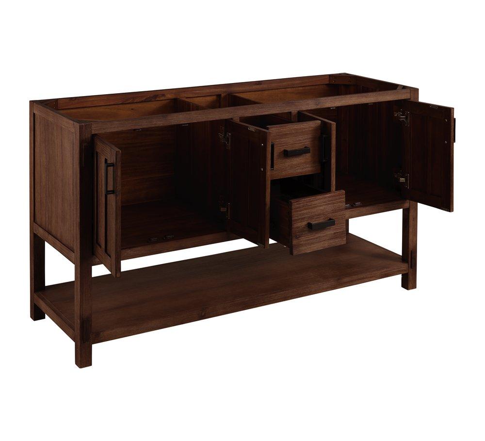 Signature Hardware Rustic Brown 60 in. Floor Mount Vanity 