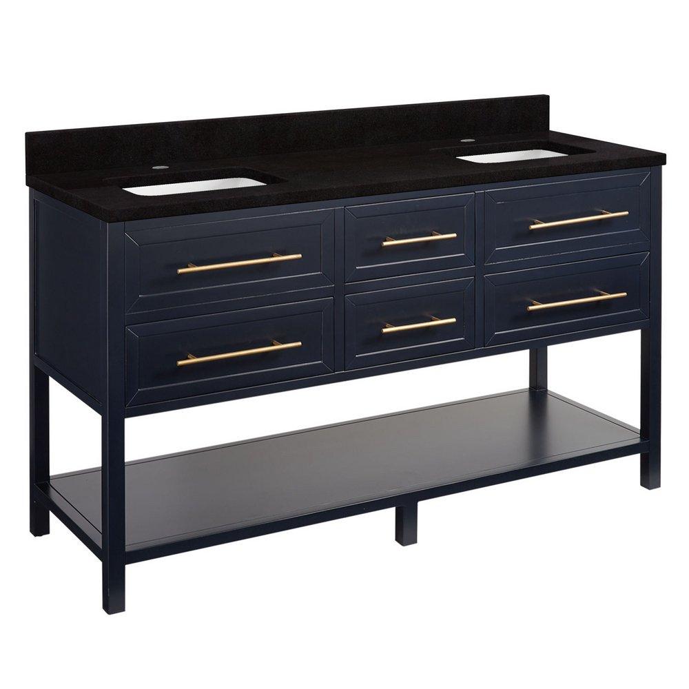 Signature Hardware Midnight Navy Blue 60 in. Floor Mount Vanity 