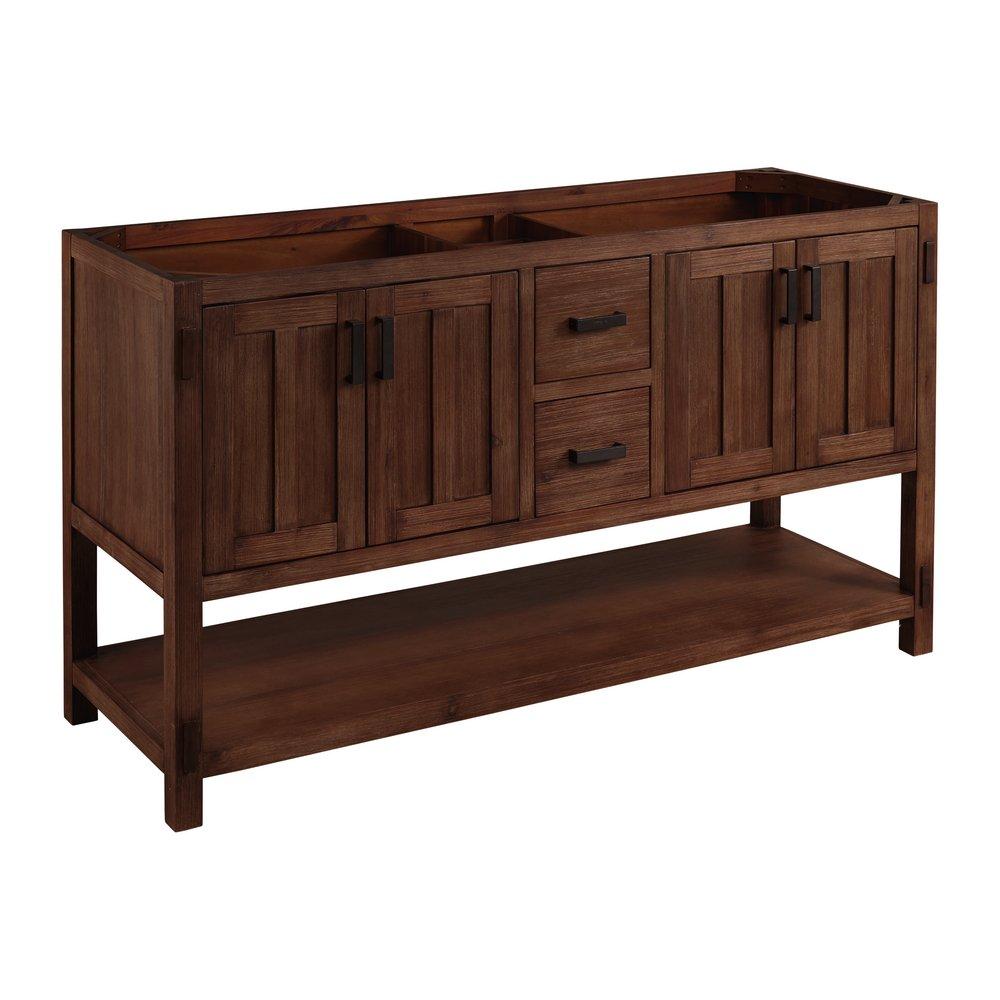 Signature Hardware Rustic Brown 60 in. Floor Mount Vanity 