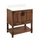 30 in. Floor Mount Vanity in Rustic Brown with Feathered White