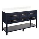 60 in. Floor Mount Vanity in Midnight Navy Blue with Feathered White